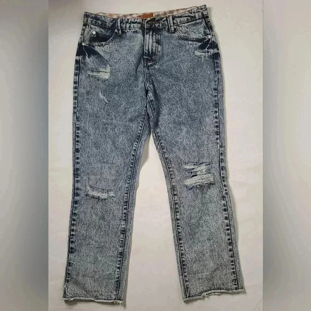NWT POL Y2K Distressed MidRise Ripped Straight Leg Jeans SzM W27